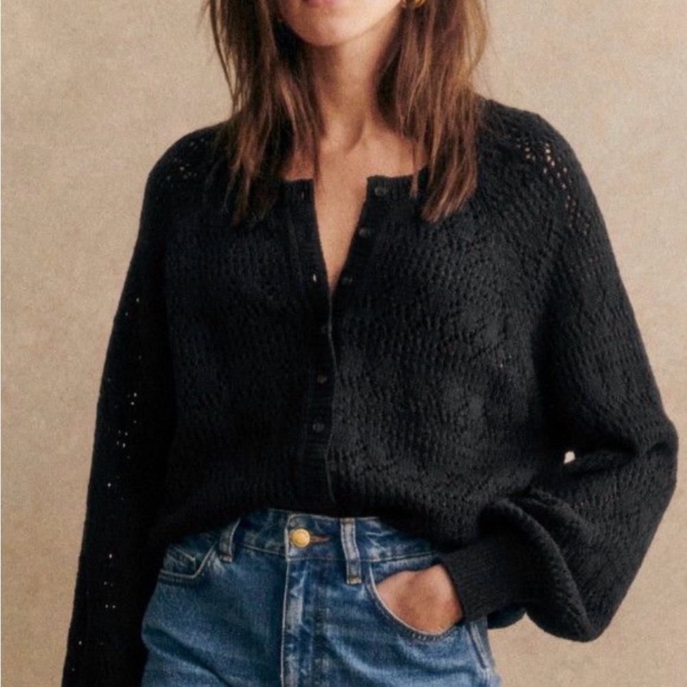 Sezane Black Capucine Cardigan Small